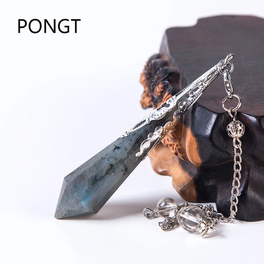 Labradorite Dowsing Pendulum – Natural Crystal Chakra Tool for Energy Healing & Divination