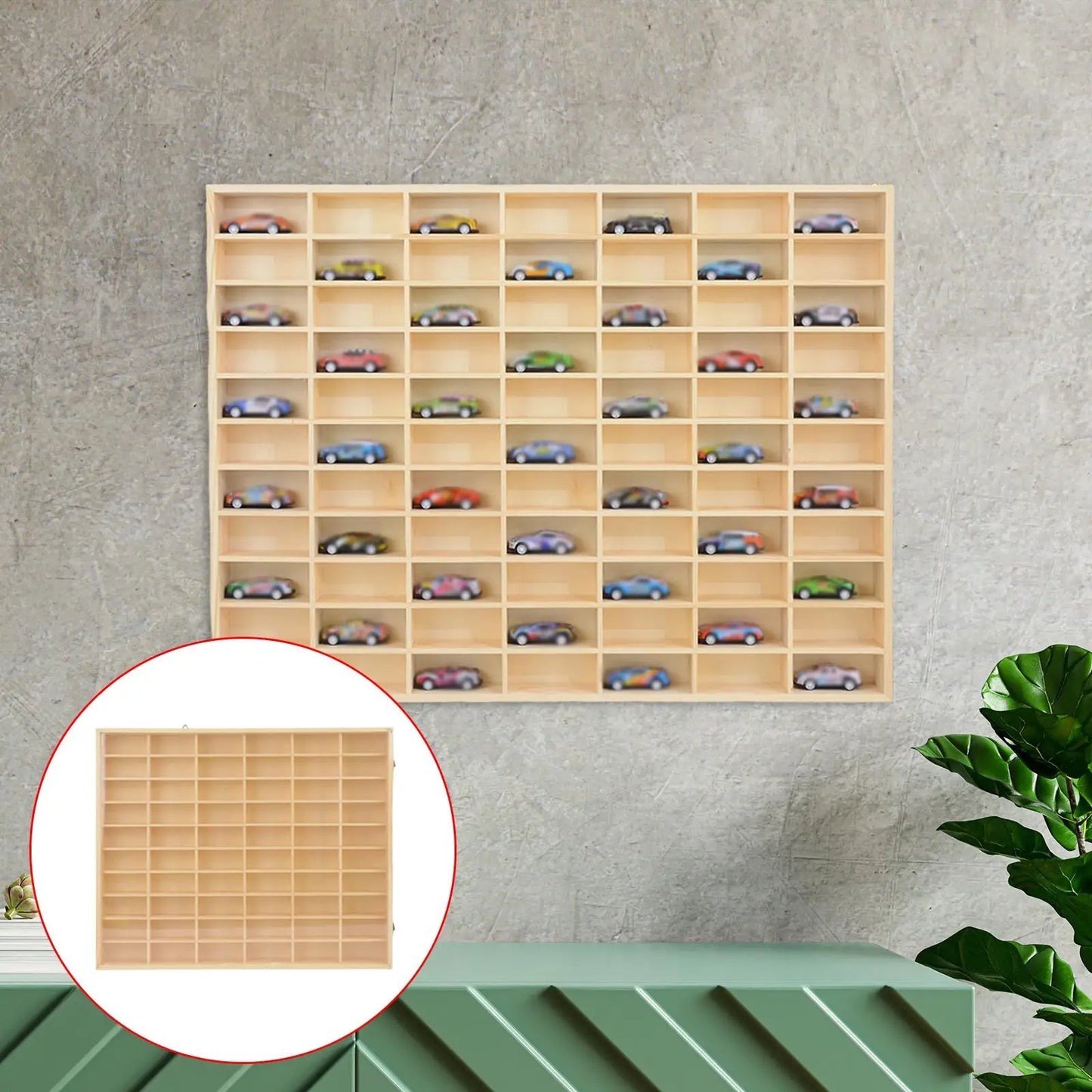 Wooden Multi-Grid Crystal Display Box – Natural Wood Organizer Shelf for Crystals, Toys, Miniatures & Sacred Treasures