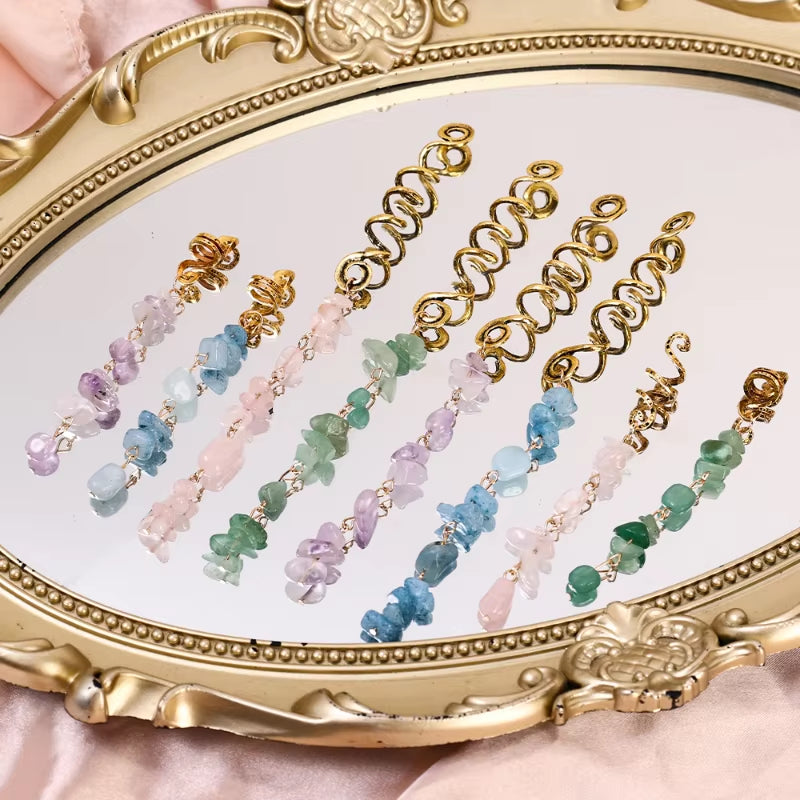 Spiral Gemstone Hair Wrap – Viking Braid & Beard Charm