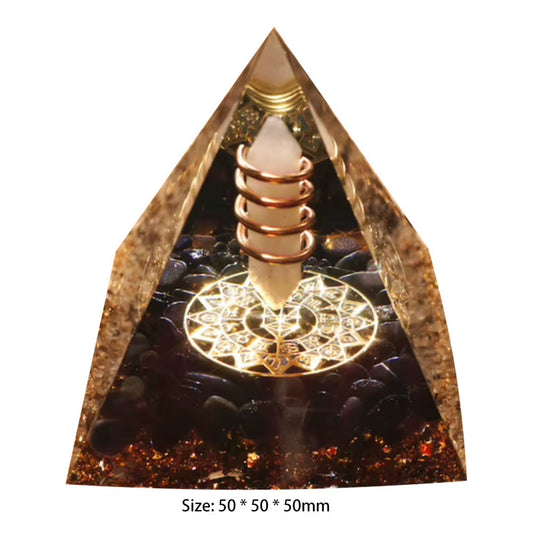 Natural Crystal Orgone Pyramid – EMF Protection, Chakra Healing & Energy Cleansing Décor