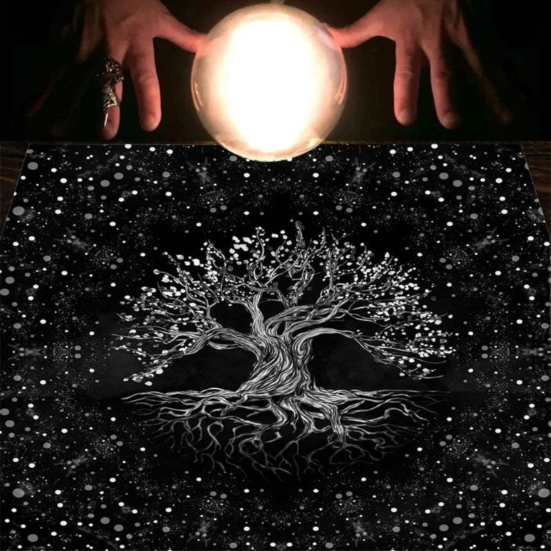 Tree of Life Altar Cloth - Flannel Tarot & Oracle Reading Mat for Witchcraft, Pendulum and Ritual Decor