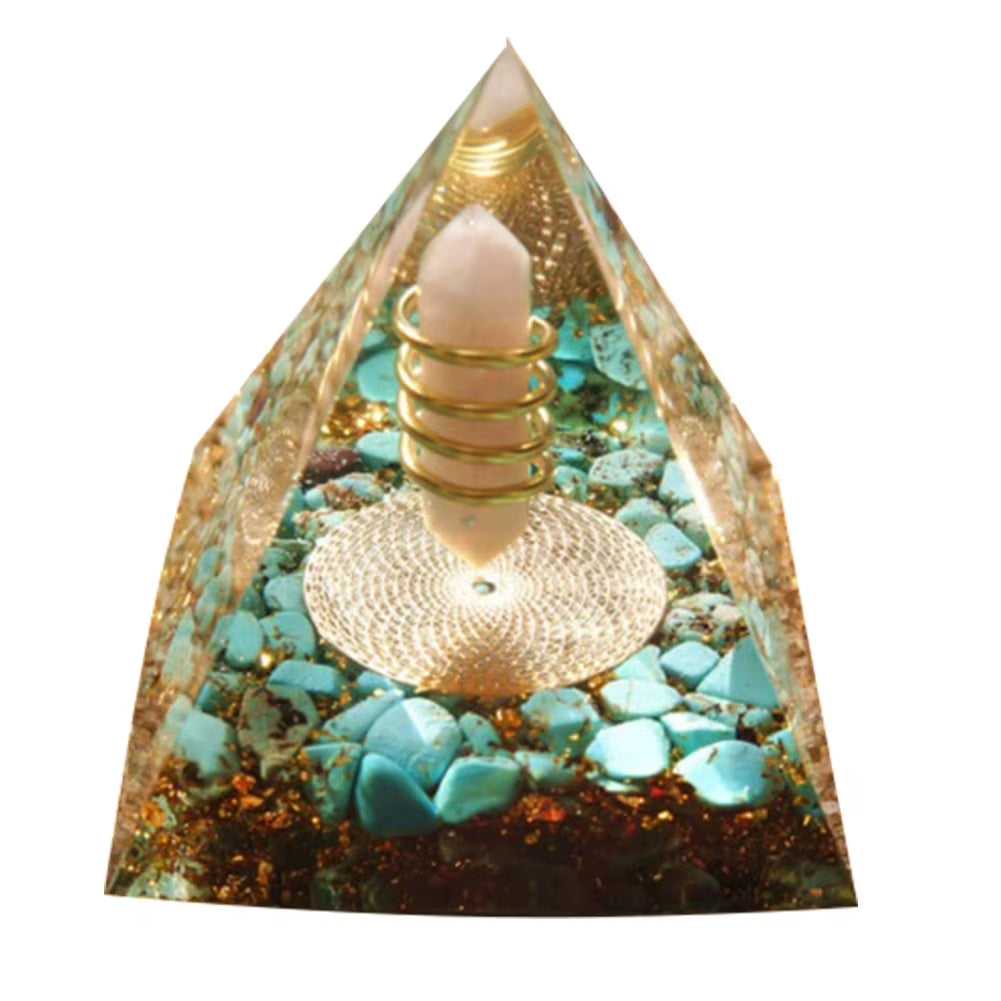 Natural Crystal Orgone Pyramid – EMF Protection, Chakra Healing & Energy Cleansing Décor