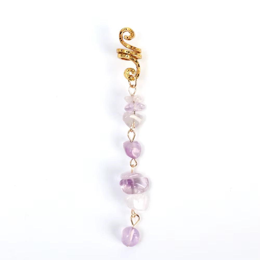 Spiral Gemstone Hair Wrap – Viking Braid & Beard Charm