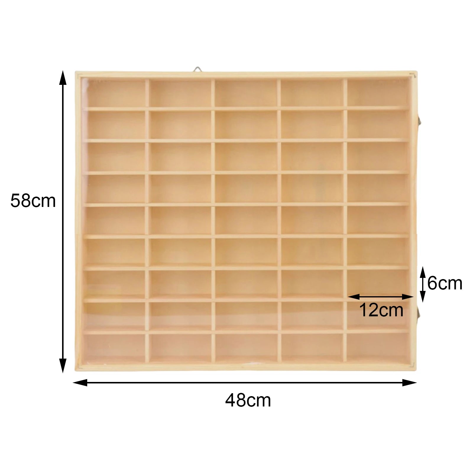 Wooden Multi-Grid Crystal Display Box – Natural Wood Organizer Shelf for Crystals, Toys, Miniatures & Sacred Treasures