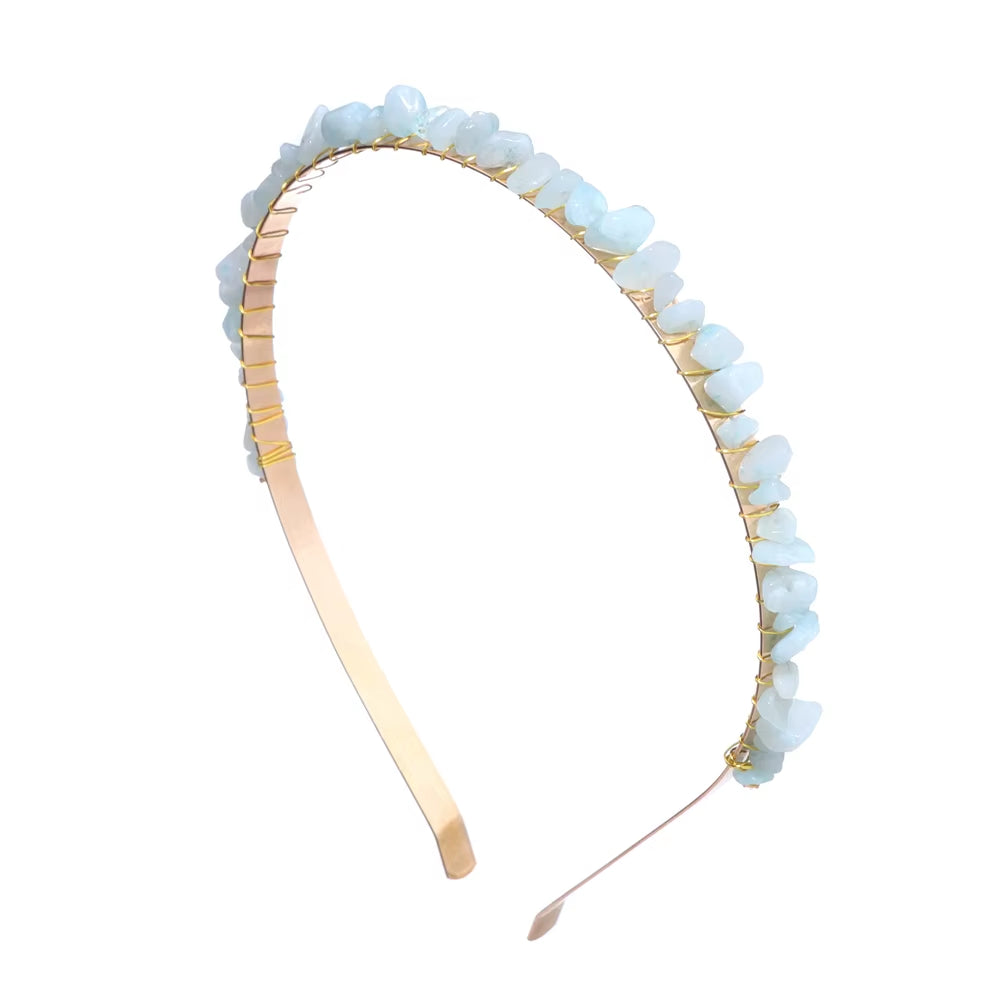 Healing Waters Crystal Hairband – Aquamarine & Chip Stone Design