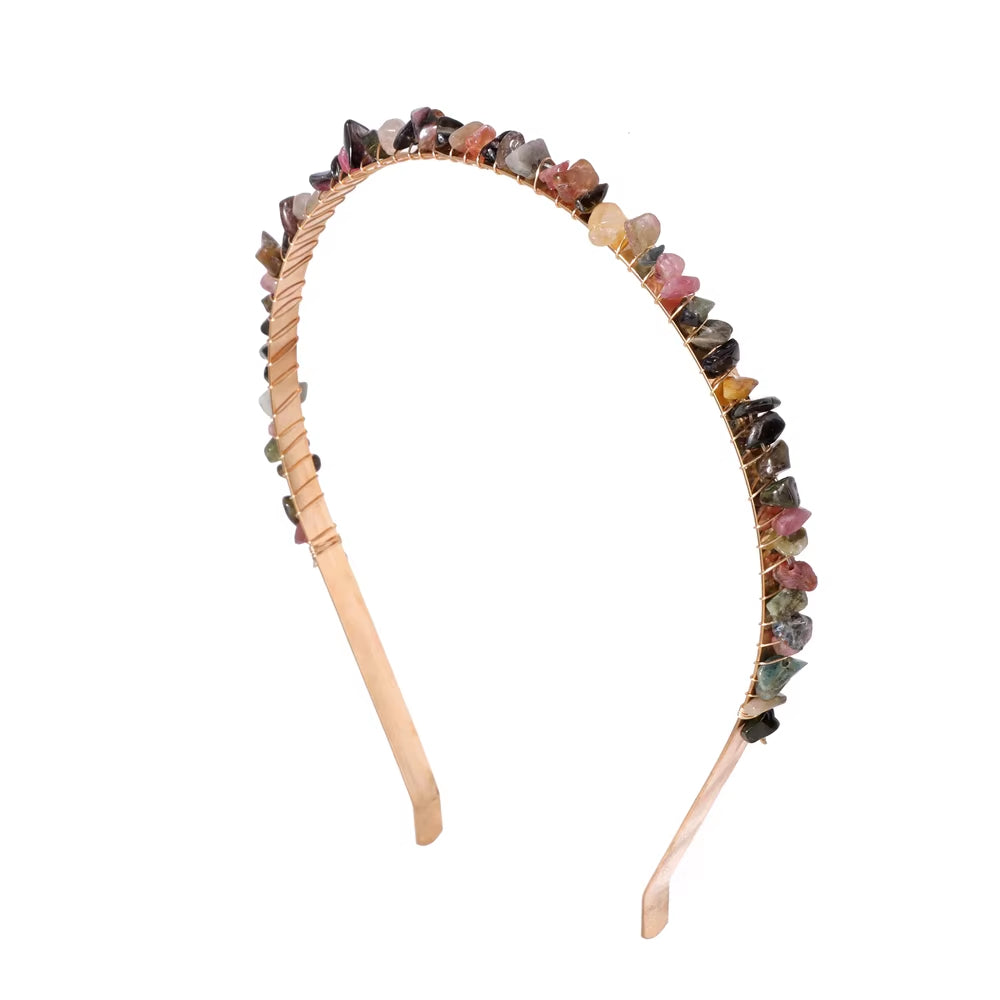 Healing Waters Crystal Hairband – Aquamarine & Chip Stone Design