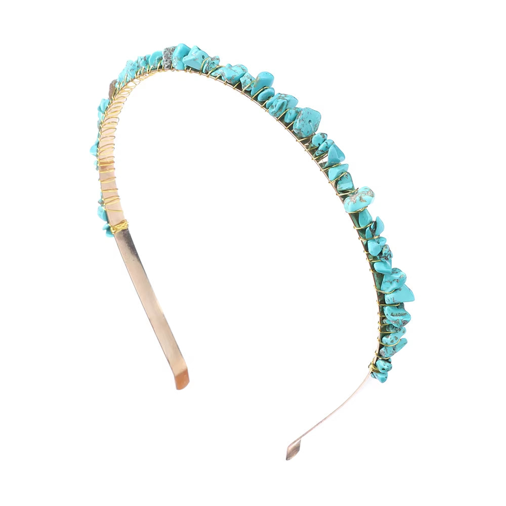 Healing Waters Crystal Hairband – Aquamarine & Chip Stone Design