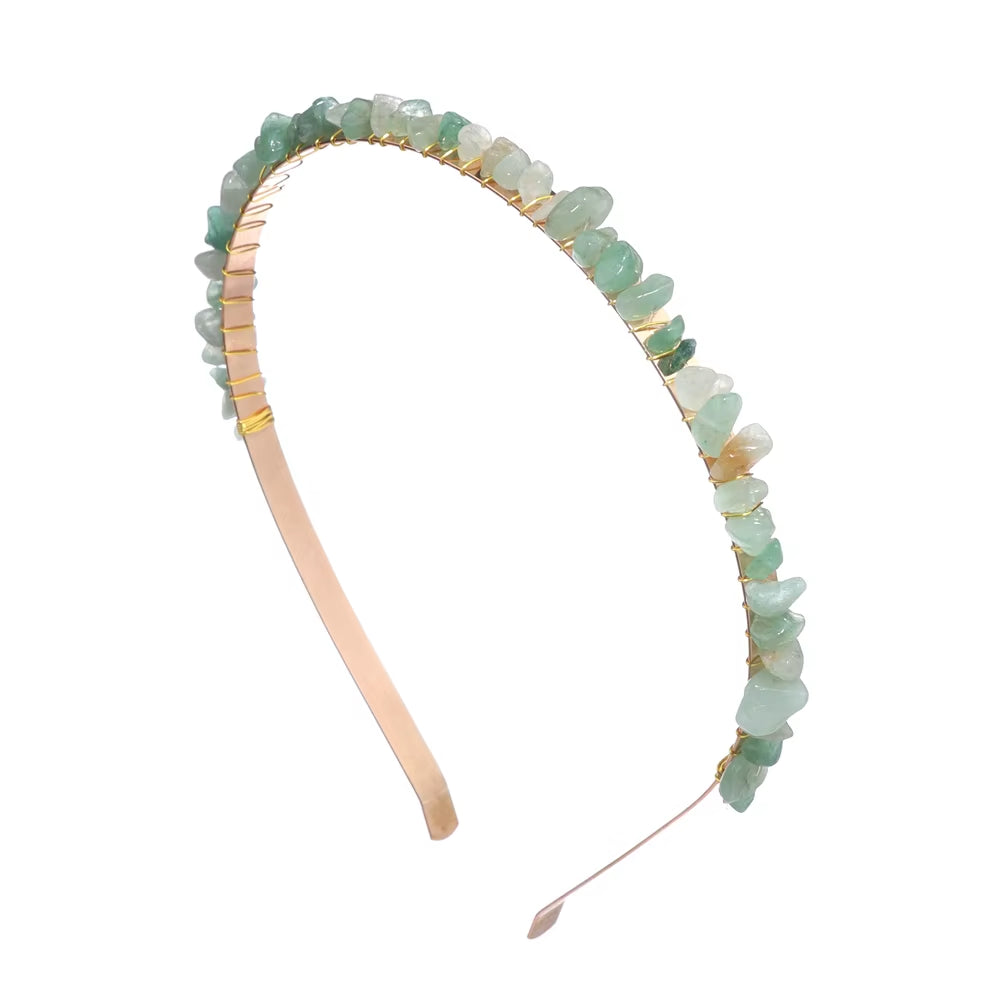 Healing Waters Crystal Hairband – Aquamarine & Chip Stone Design