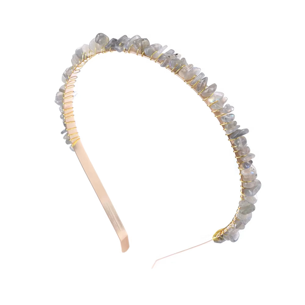 Healing Waters Crystal Hairband – Aquamarine & Chip Stone Design