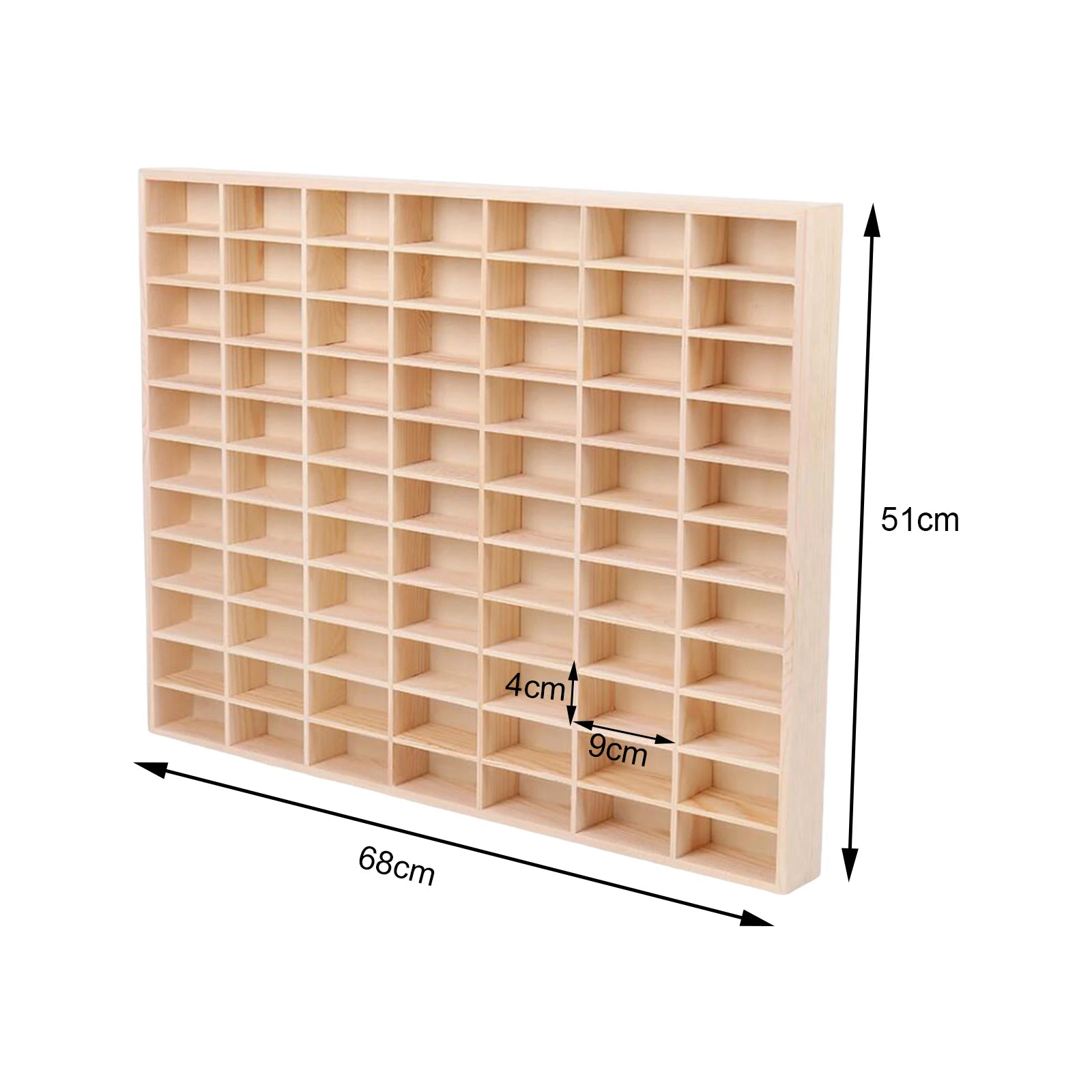 Wooden Multi-Grid Crystal Display Box – Natural Wood Organizer Shelf for Crystals, Toys, Miniatures & Sacred Treasures