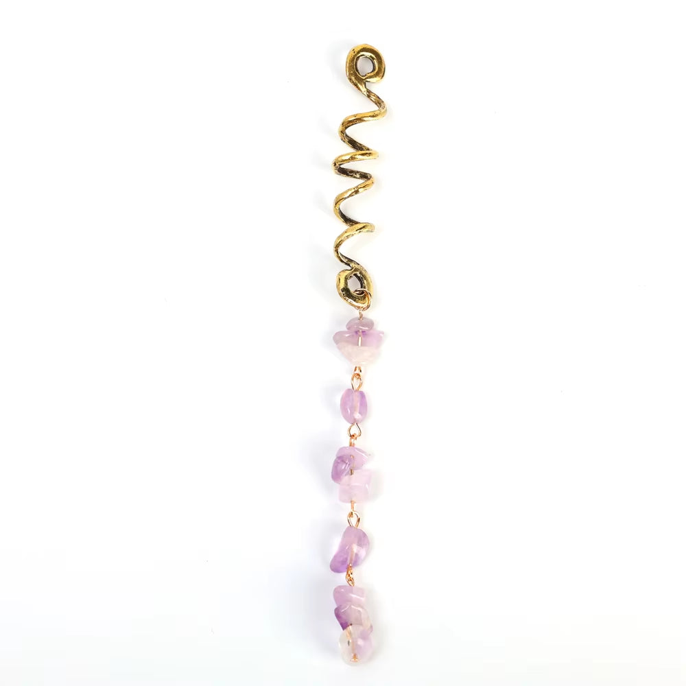 Spiral Gemstone Hair Wrap – Viking Braid & Beard Charm