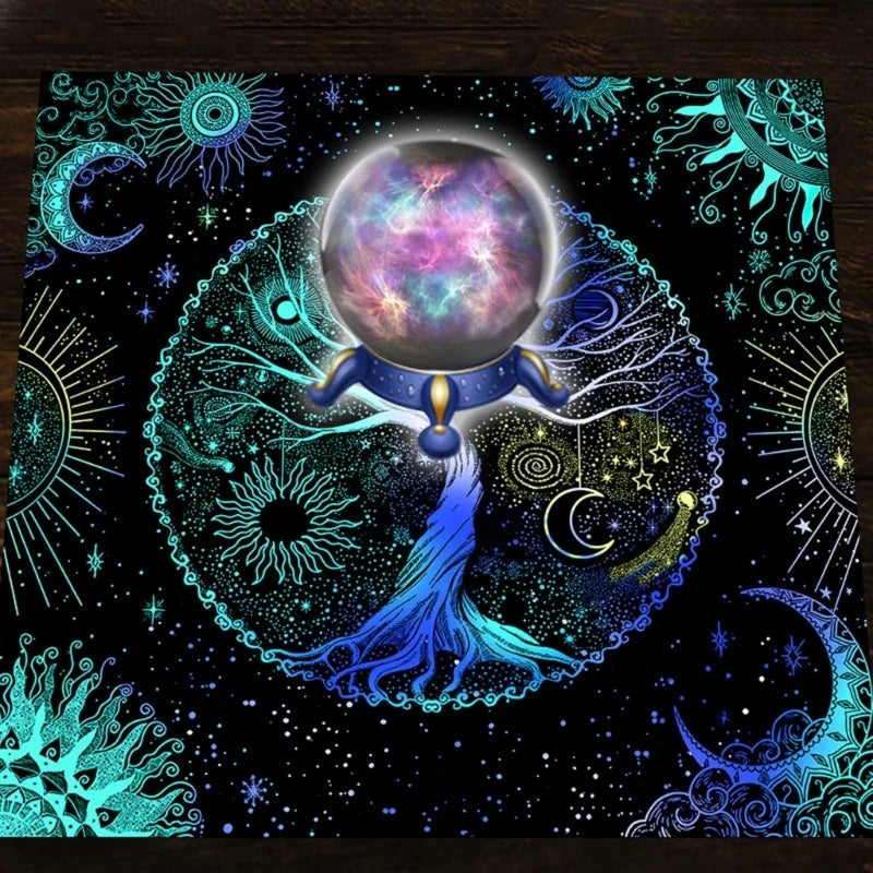 Tree of Life Altar Cloth - Flannel Tarot & Oracle Reading Mat for Witchcraft, Pendulum and Ritual Decor