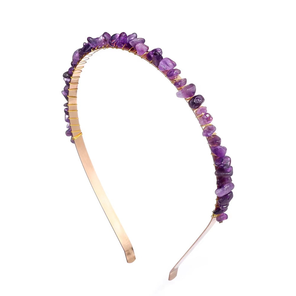 Healing Waters Crystal Hairband – Aquamarine & Chip Stone Design