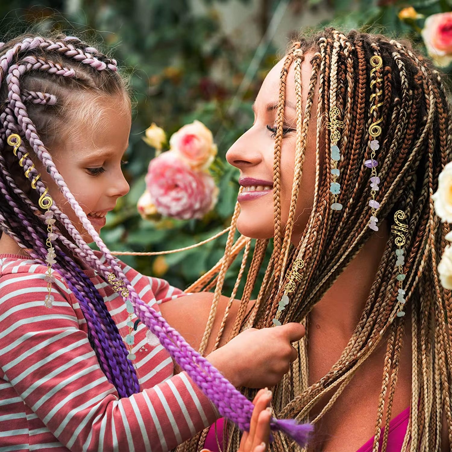 Spiral Gemstone Hair Wrap – Viking Braid & Beard Charm