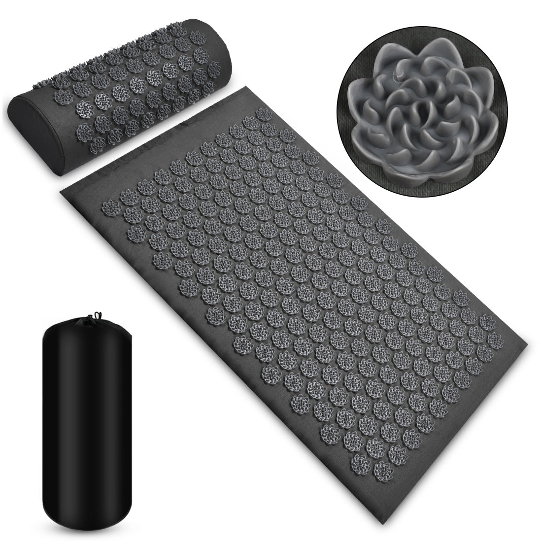 Eco Acupressure Mat & Pillow Set Lotus Spike Massage Cushion for Back, Neck, Feet and Meditation Relief