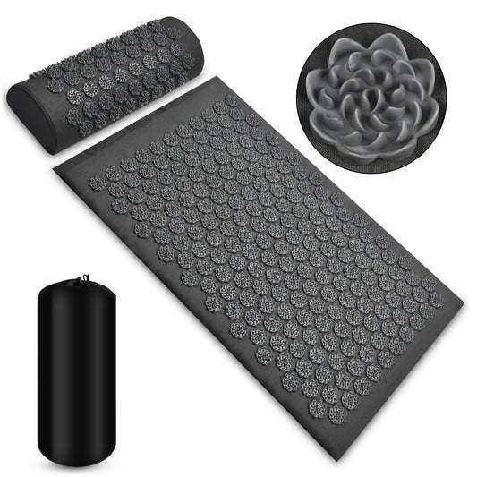 Eco Acupressure Mat & Pillow Set Lotus Spike Massage Cushion for Back, Neck, Feet and Meditation Relief
