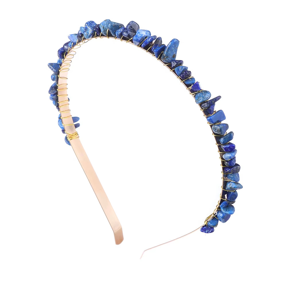 Healing Waters Crystal Hairband – Aquamarine & Chip Stone Design
