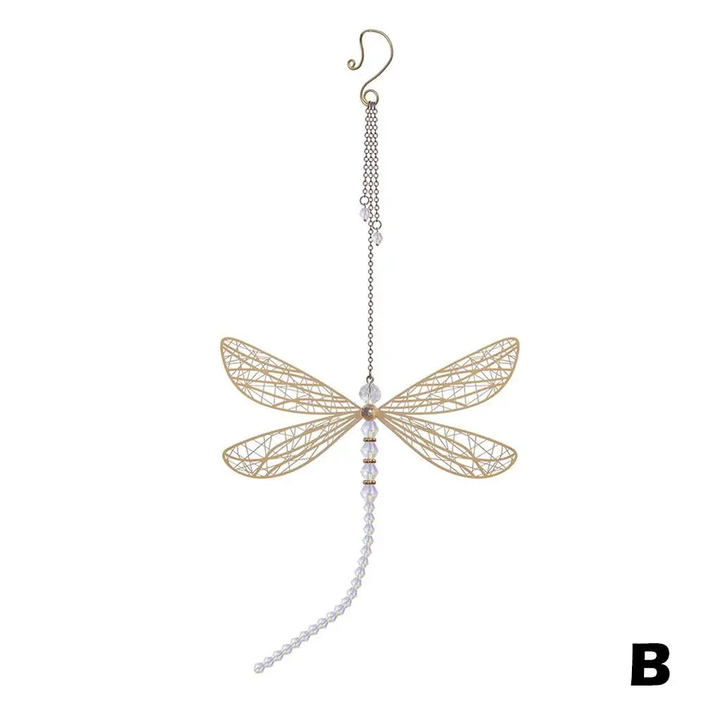 Crystal Dragonfly & Butterfly Suncatcher Wind Chime – Boho Garden, Window & Car Charm